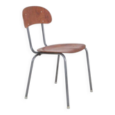 Chaise en teck restaurée de haute qualité / acier tubulaire / design industriel danois / années 1960 / années 1970