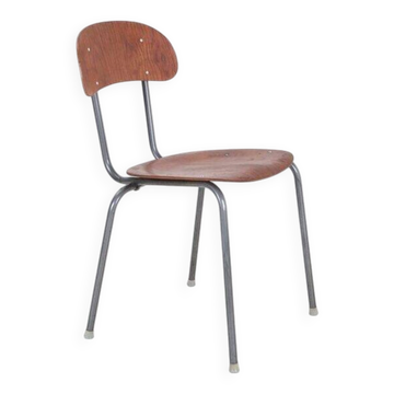Chaise en teck restaurée de haute qualité / acier tubulaire / design industriel danois / années 1960 / années 1970