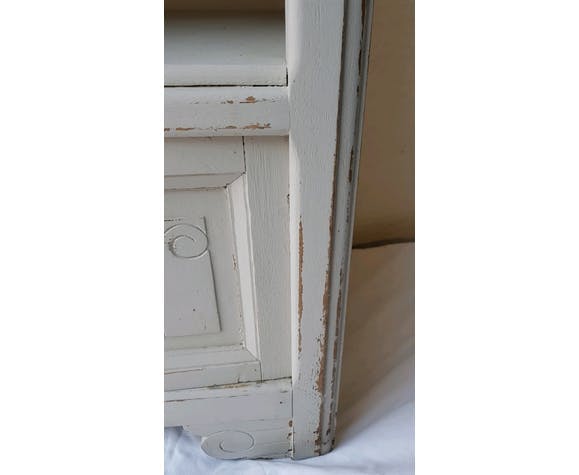 50's wooden and light marble bedside