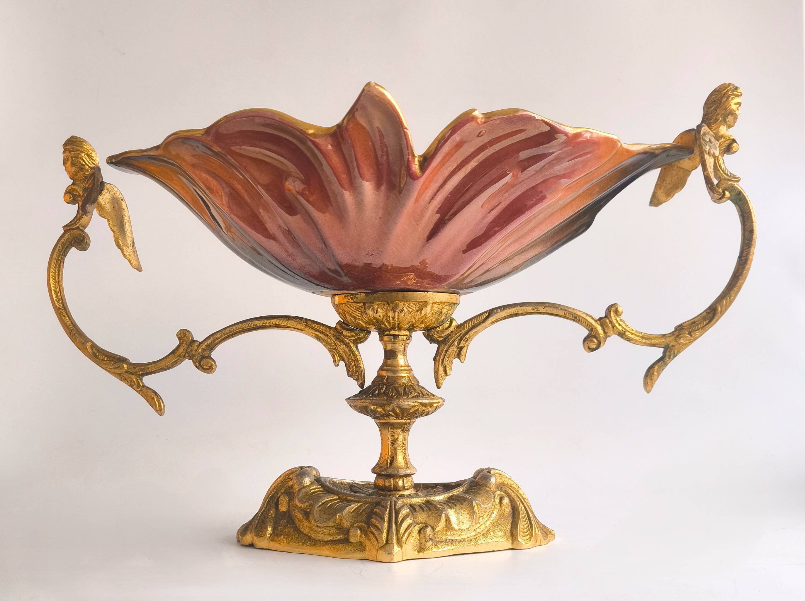Late Art Deco bronze and porcelain centrepiece.