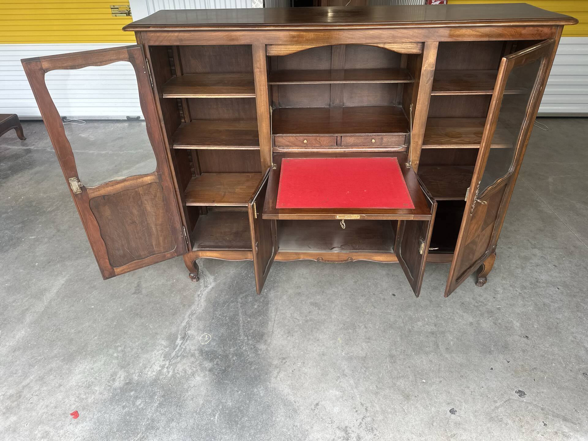 Sideboard, Louis XV style secretary in cherry wood, 1960s.