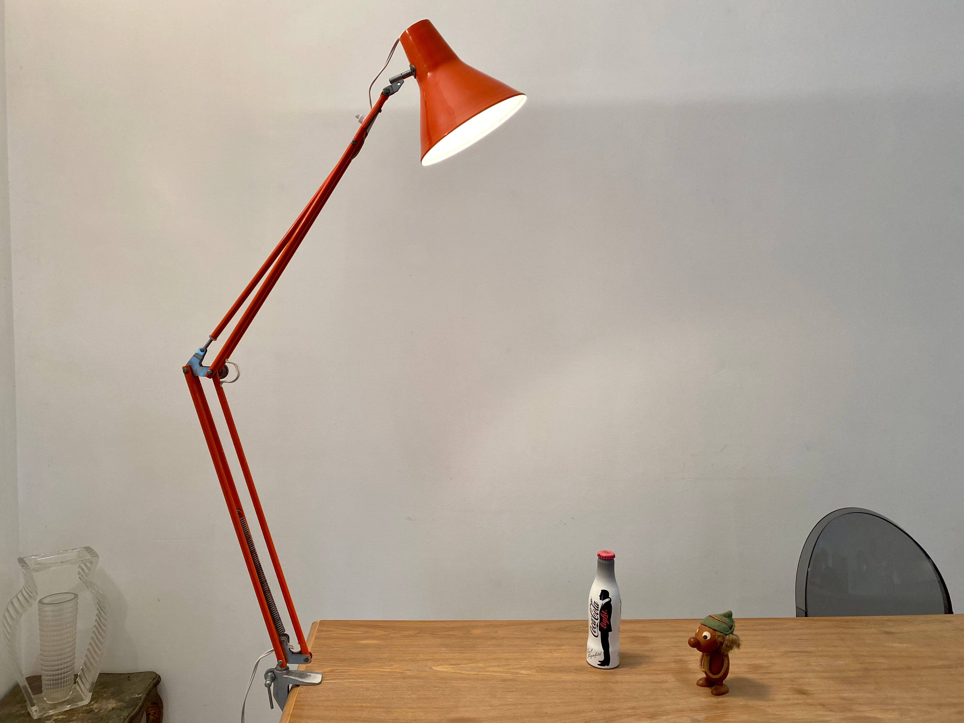 Office lamp architect aluminor France vintage 70s orange