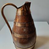 Copper oak cider pitcher signed Gerard Laffitte Meilleur Ouvrier de France 1933