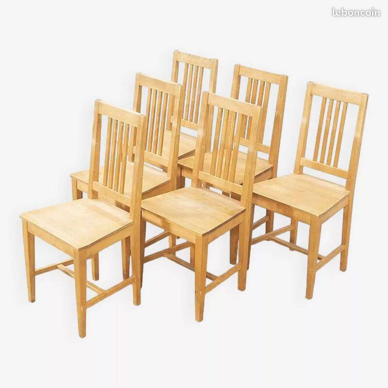 Chairs (6) birch Sweden 1960