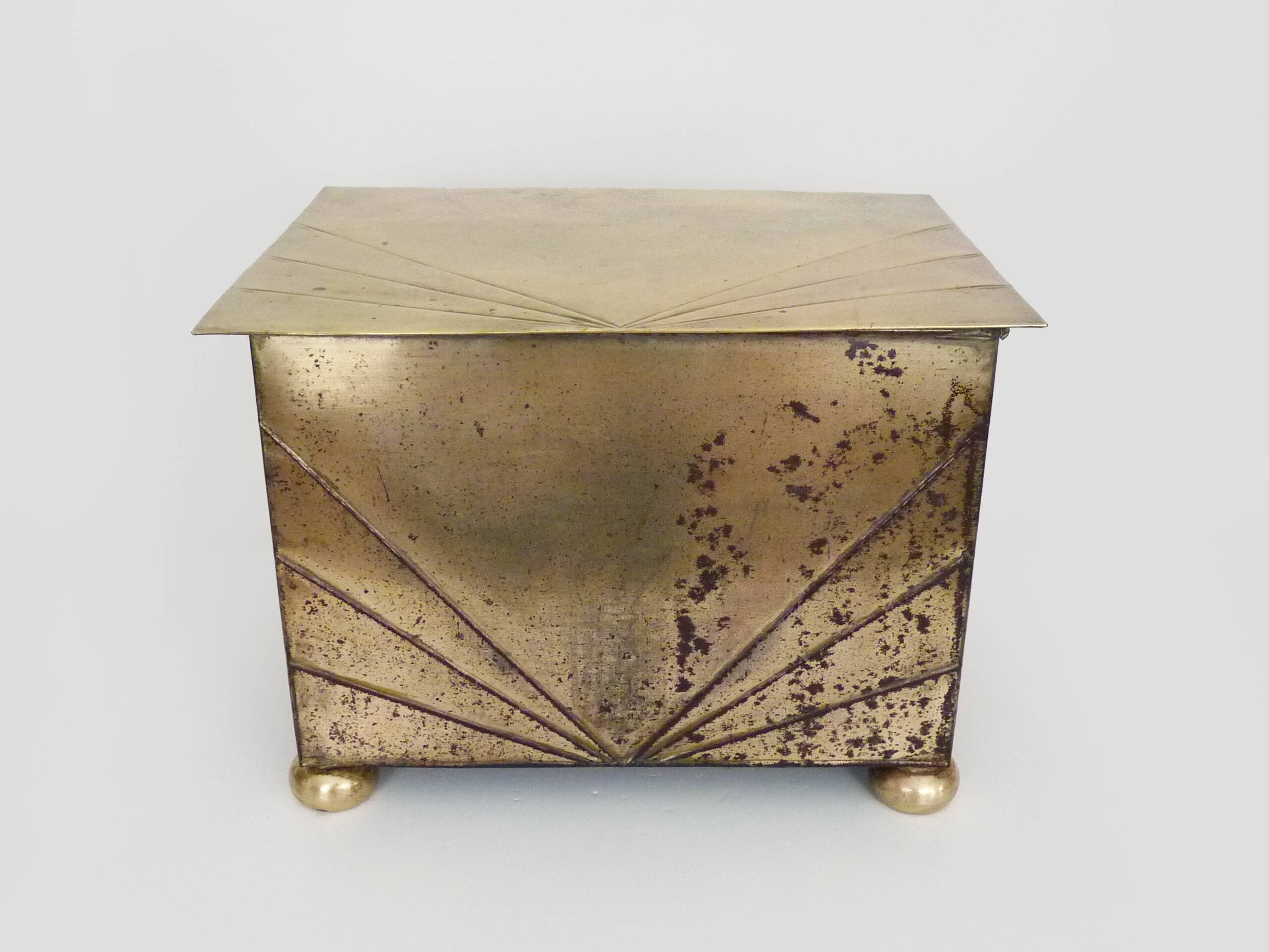 Antique brass coal box fireplace coal scuttle vintage coal storage box