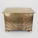 Antique brass coal box fireplace coal scuttle vintage coal storage box