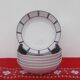 6 deep Basque porcelain plates in blue and red