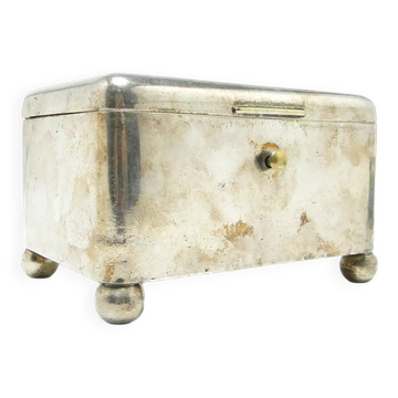 Art Deco sugar bowl, silver-plated brass, Norblin, Poland, 1920s.