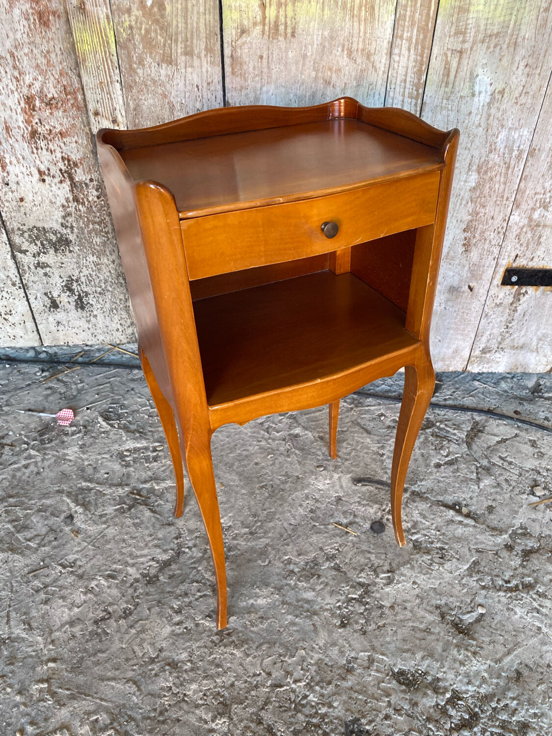 Antique nightstand louis xv style wood drawer + vintage case