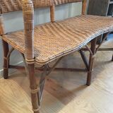 Rattan and wicker bench 1960