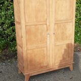 Parisian wardrobe 2 doors in beech feet compass year 50 raw wood