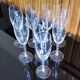 Lot 8 flûtes à champagne cristal taillé pied torsadé epis cristal d'arques