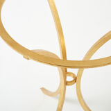 Golden iron and glass pedestal table by Roger Thibier 1960