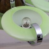 Art Deco Italian Chrome and "Incamiciato" Glass Chandelier, 1930s