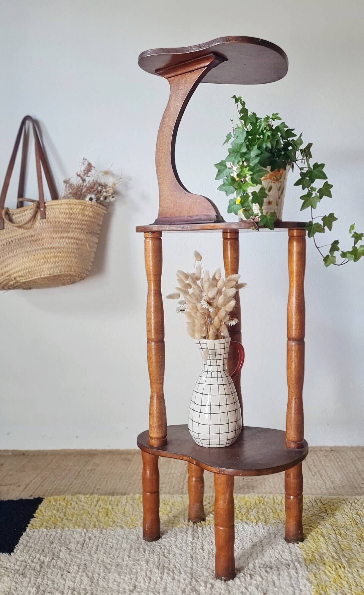 Antique wooden stand - antique wooden plant holder