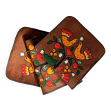 Chemin de table vintage en jute, motifs Noël, années 60