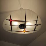 Modernist Czechoslovakian Zukov pendant light, geometric pattern, 1960