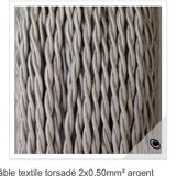 Glass pendant light, braided fabric cable and porcelain ceiling rose