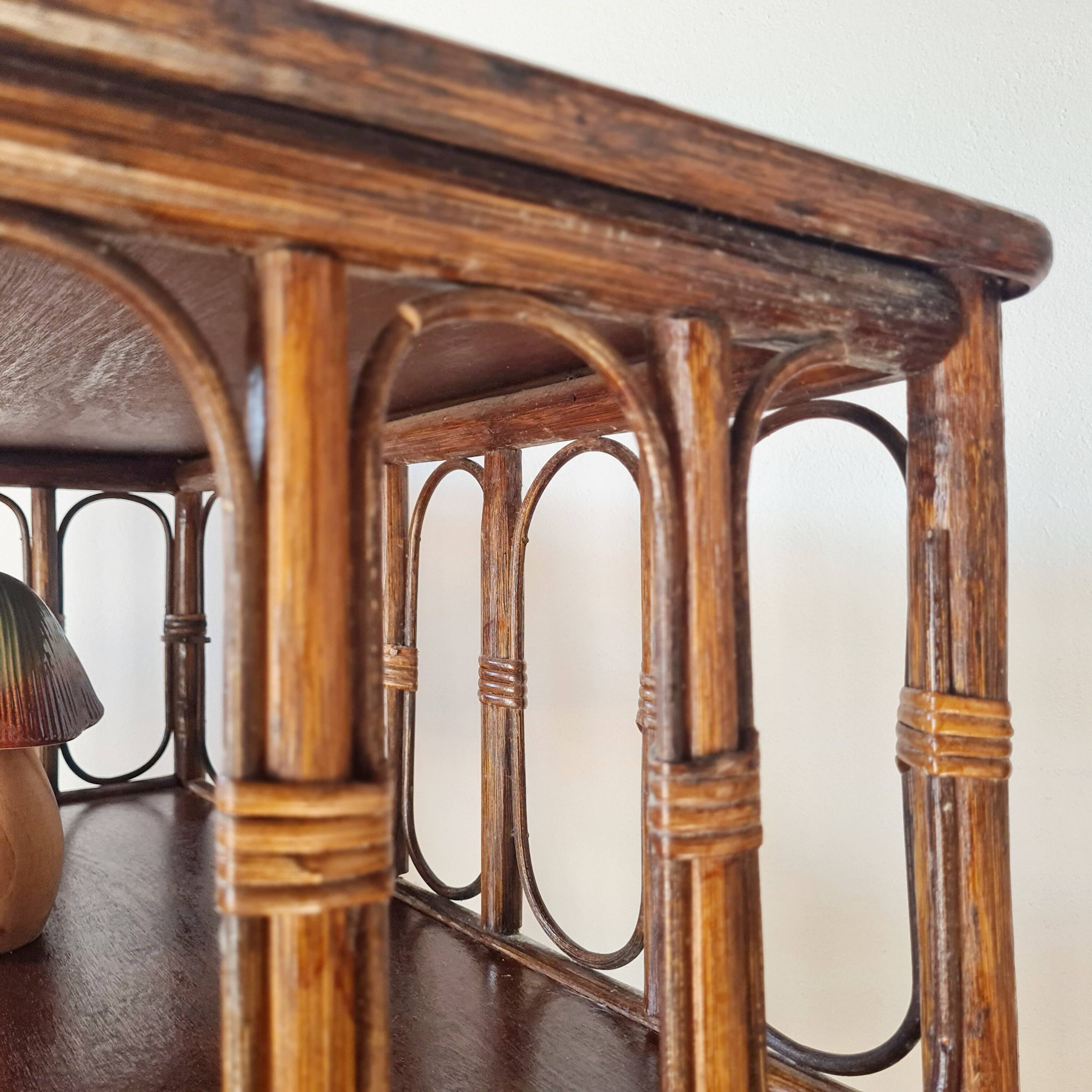Rattan bookshelf shelf