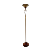 Halogen brass and wood floor lamp