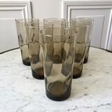 Set of 6 glasses smoked long drink 70s