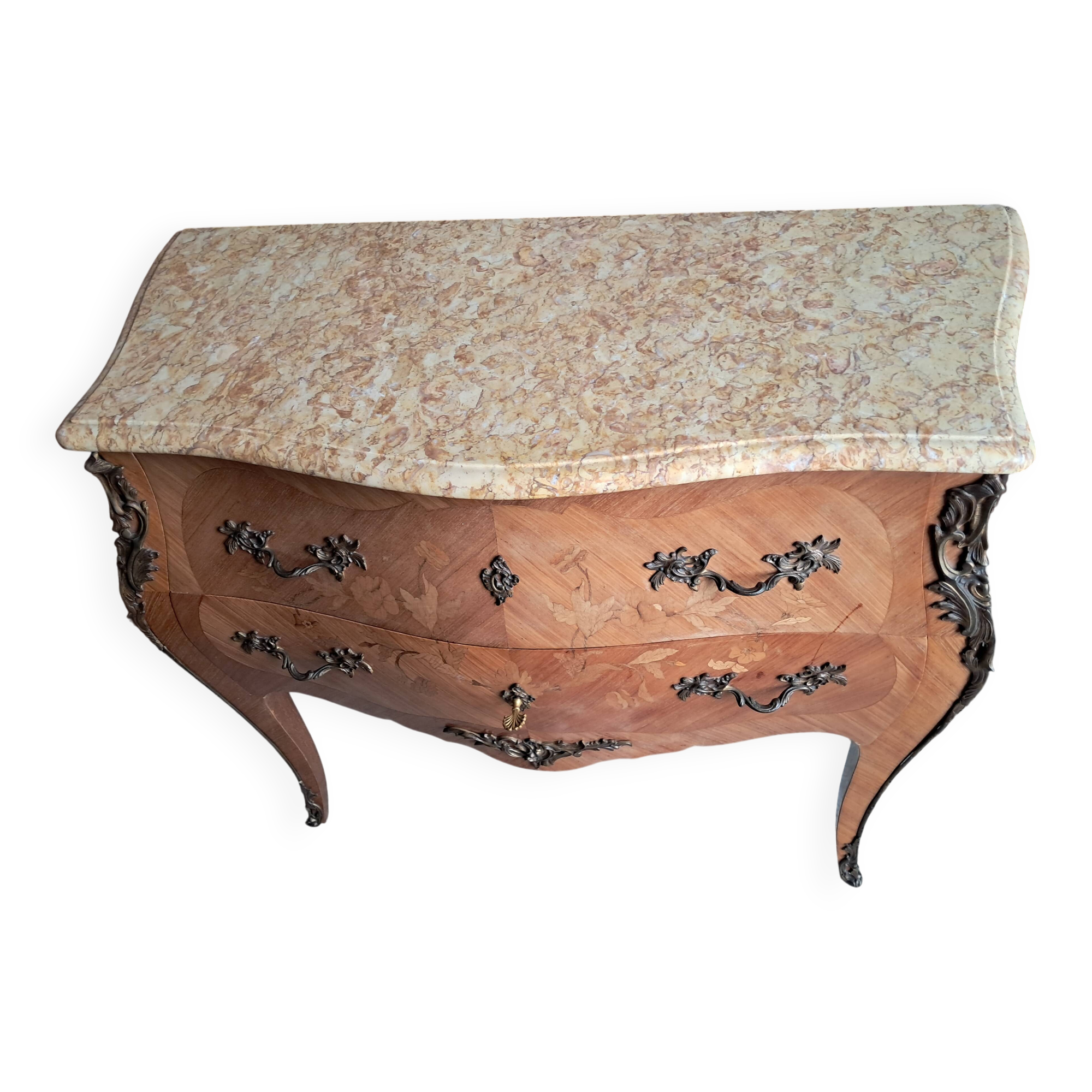 Louis XV style marquetry chest of drawers