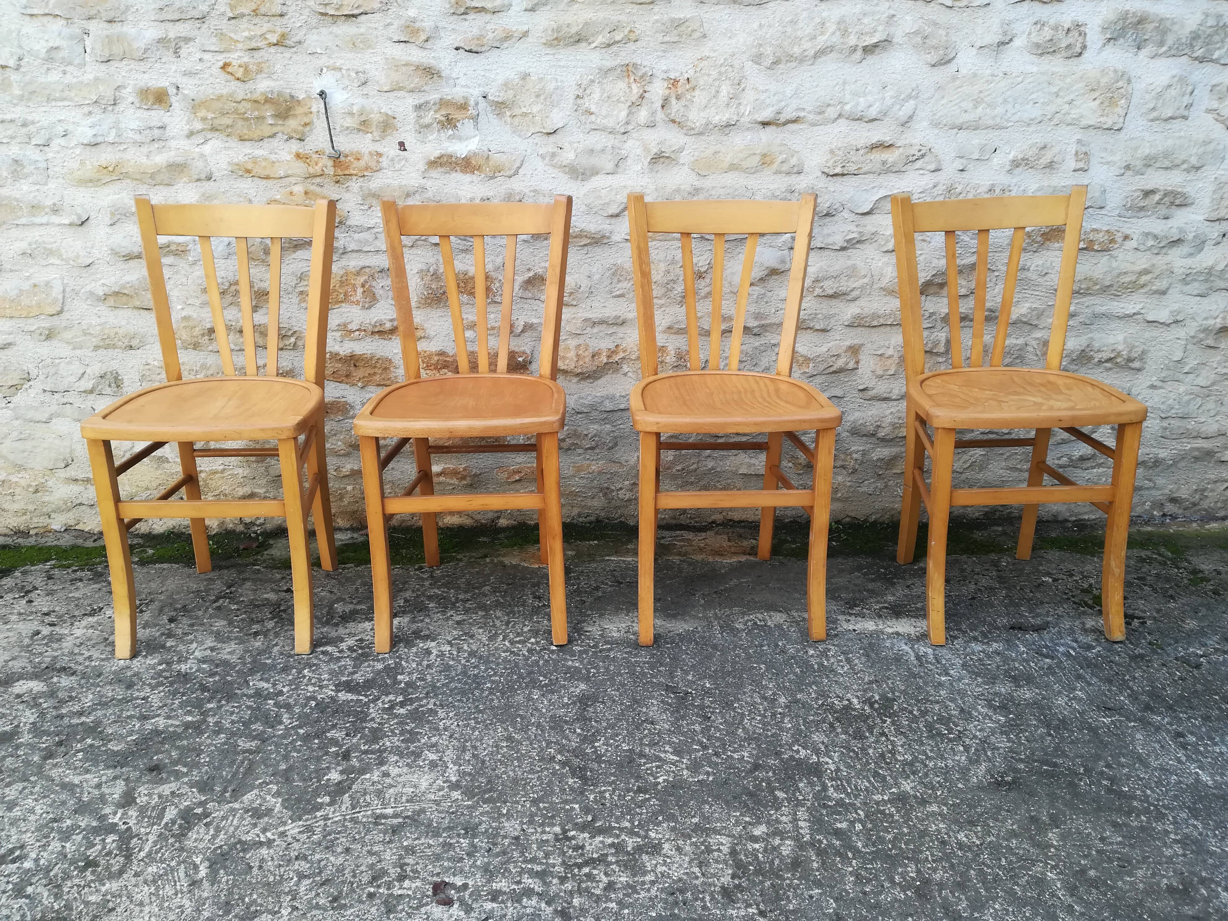Set of 8 mismatched bistro chairs