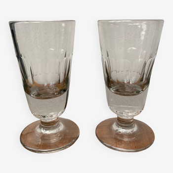 Pair of 19th century absinthe glasses