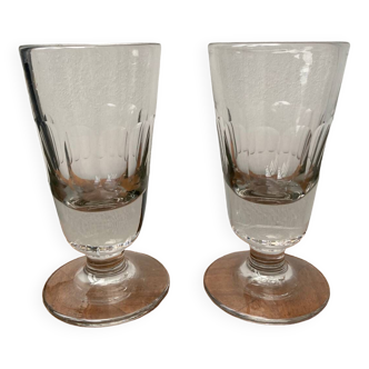 Pair of 19th century absinthe glasses