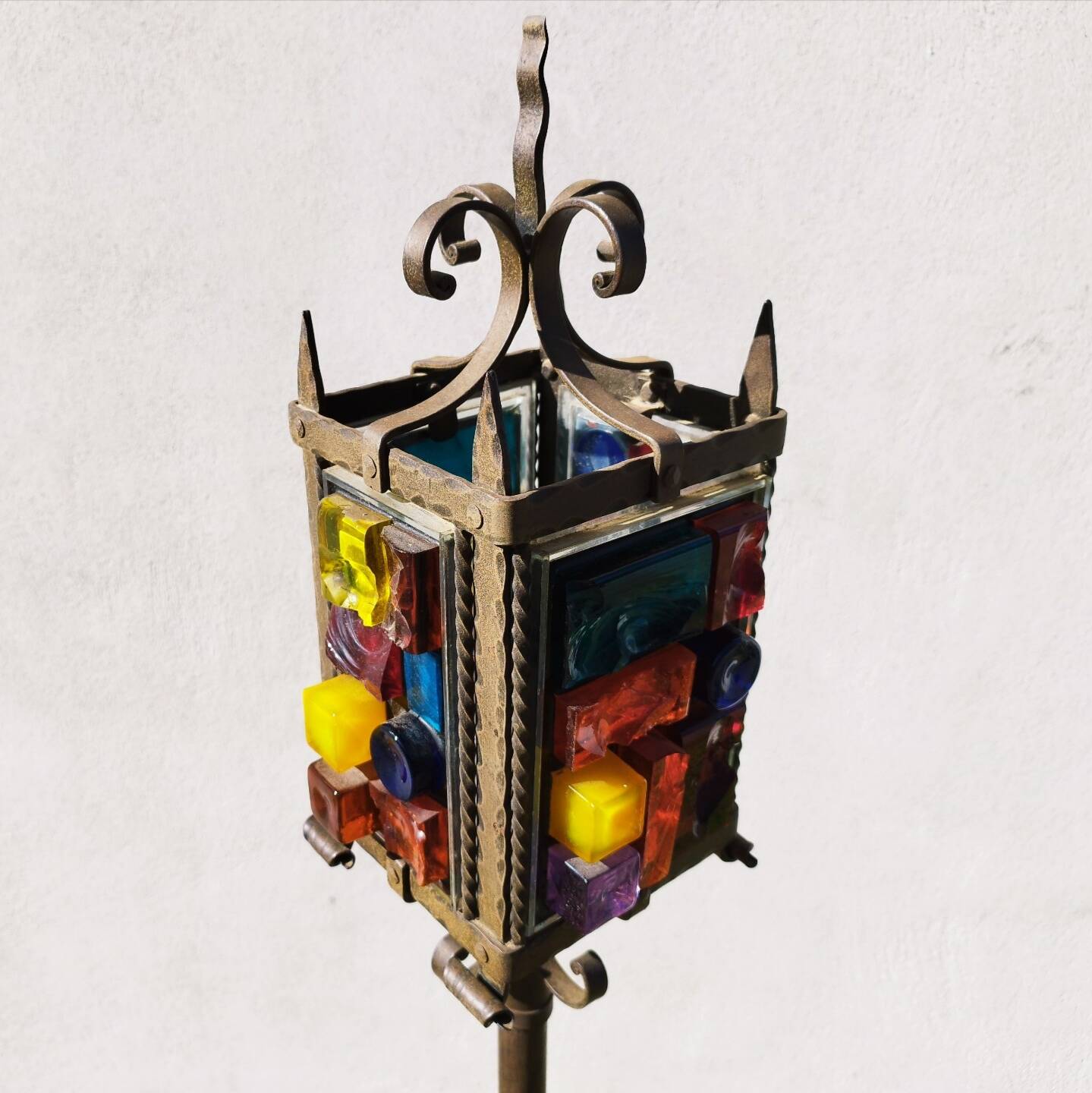 Vintage medieval gothic wrought iron floor lamp