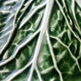 Majolica Cabbage Dish Leaf Green Ceramic Plate Portugal Vintage