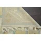 1970s Vintage Turkish Oushak Handmade Wool Cotton Yellow Area Rug 195x306
