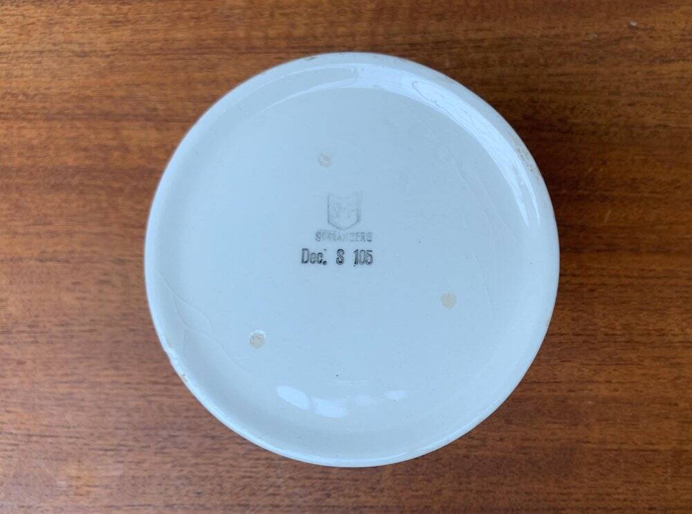 German ceramic box or mid-century biscuit jar with a teak lid by SMF Schramberg Keramik, 1960s