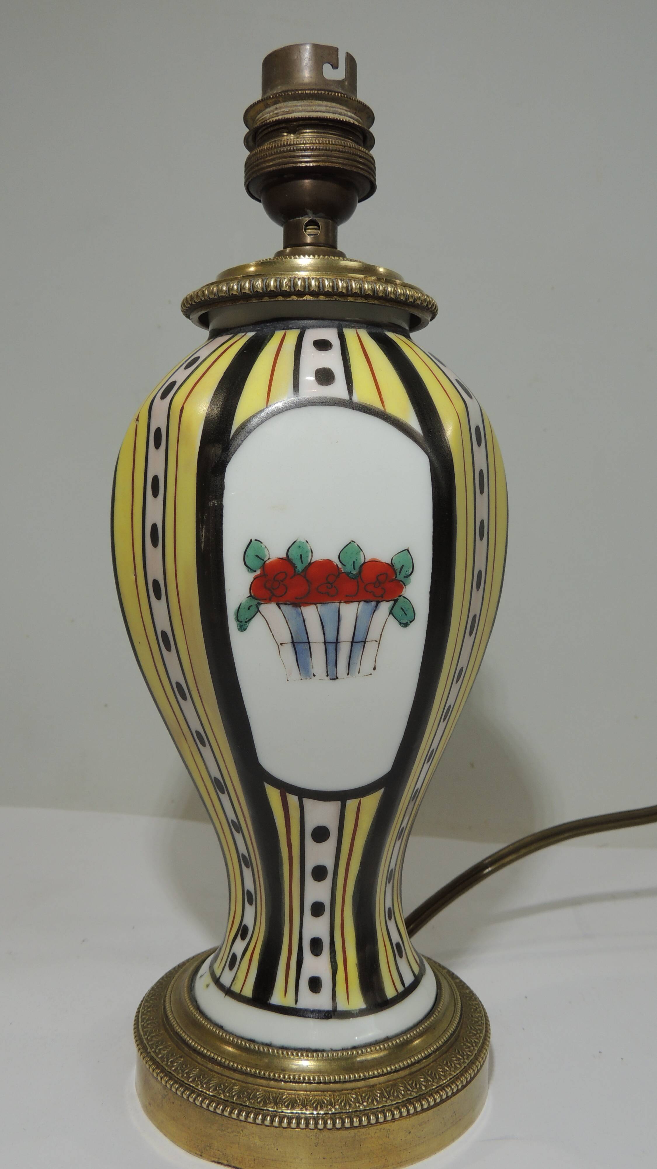 1930s ceramic lamp and bronze/vintage frame