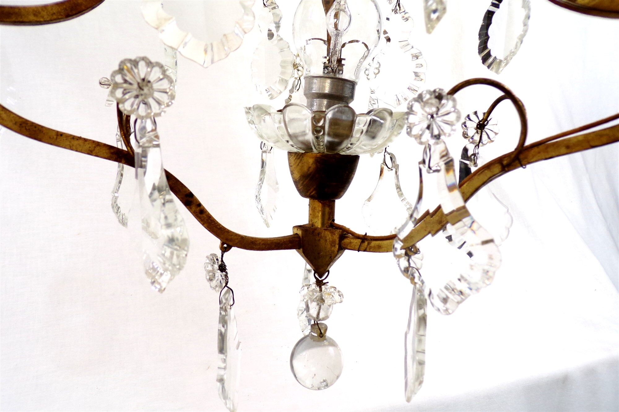 Vintage chandelier with shabby chic grapevines, bronze frame