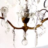 Vintage chandelier with shabby chic grapevines, bronze frame