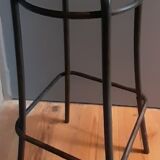 Pair of high stools Agne Stool - solid wood seat and steel legs
