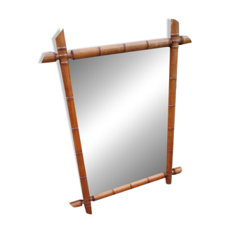 Miroir ancien en bambou vintage