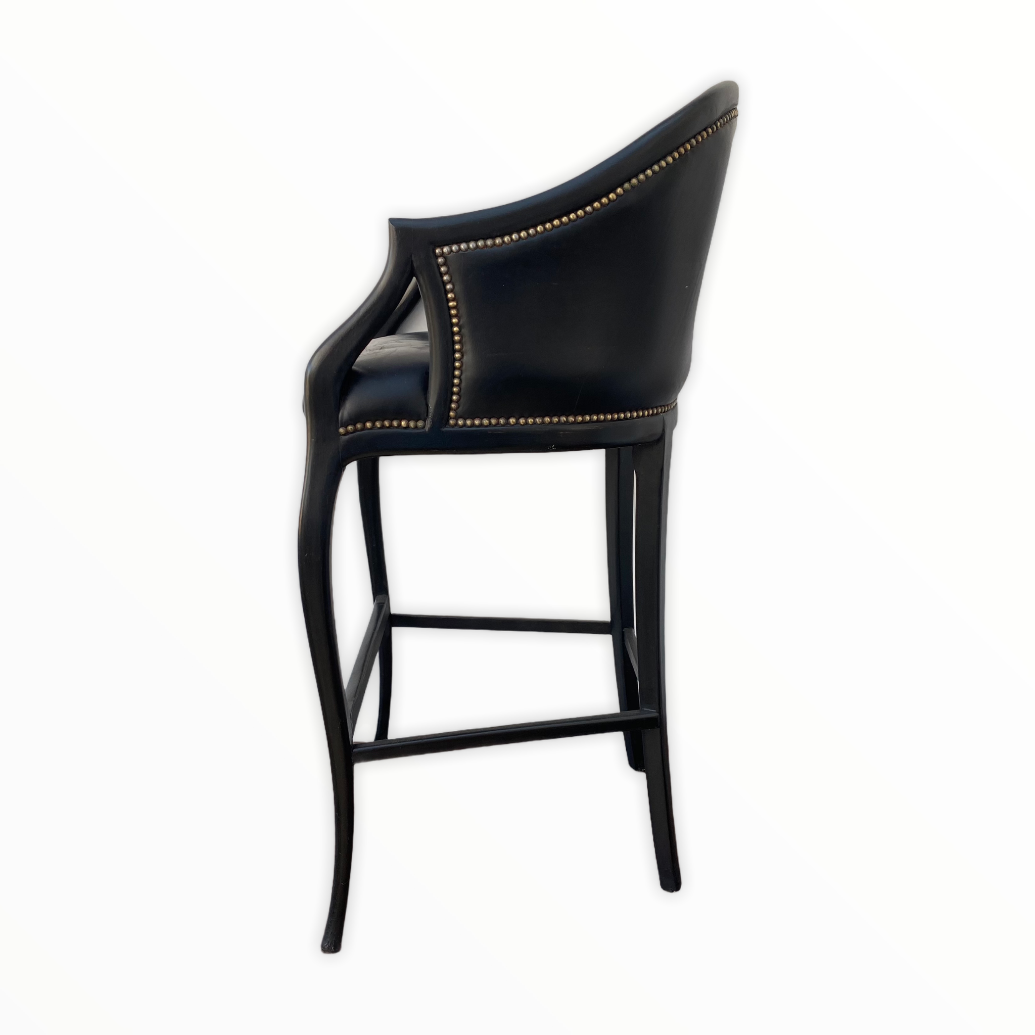 Tall black leather bar chair