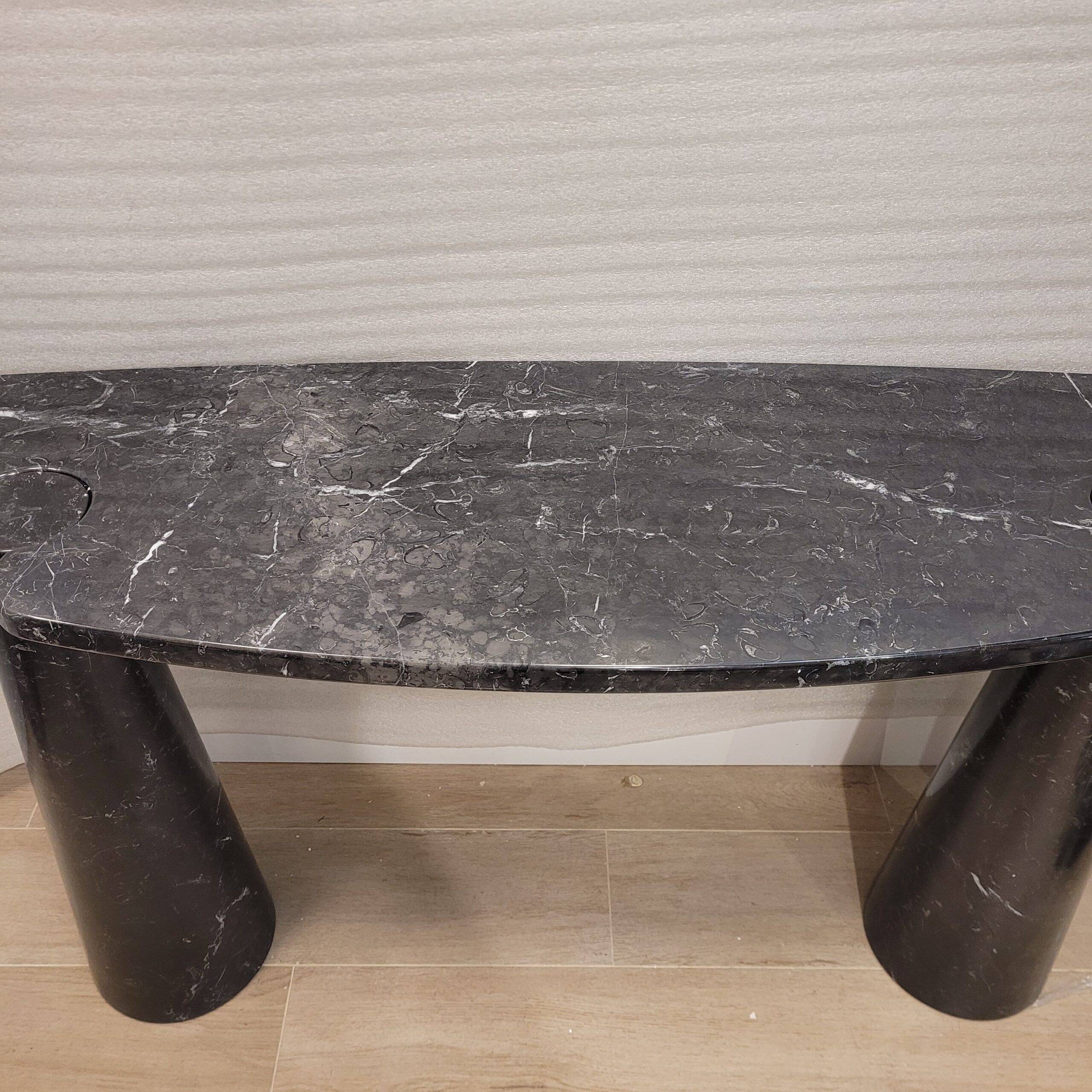 Console EROS, black Marquina marble, Angelo Mangiarotti for Skipper, 1970
