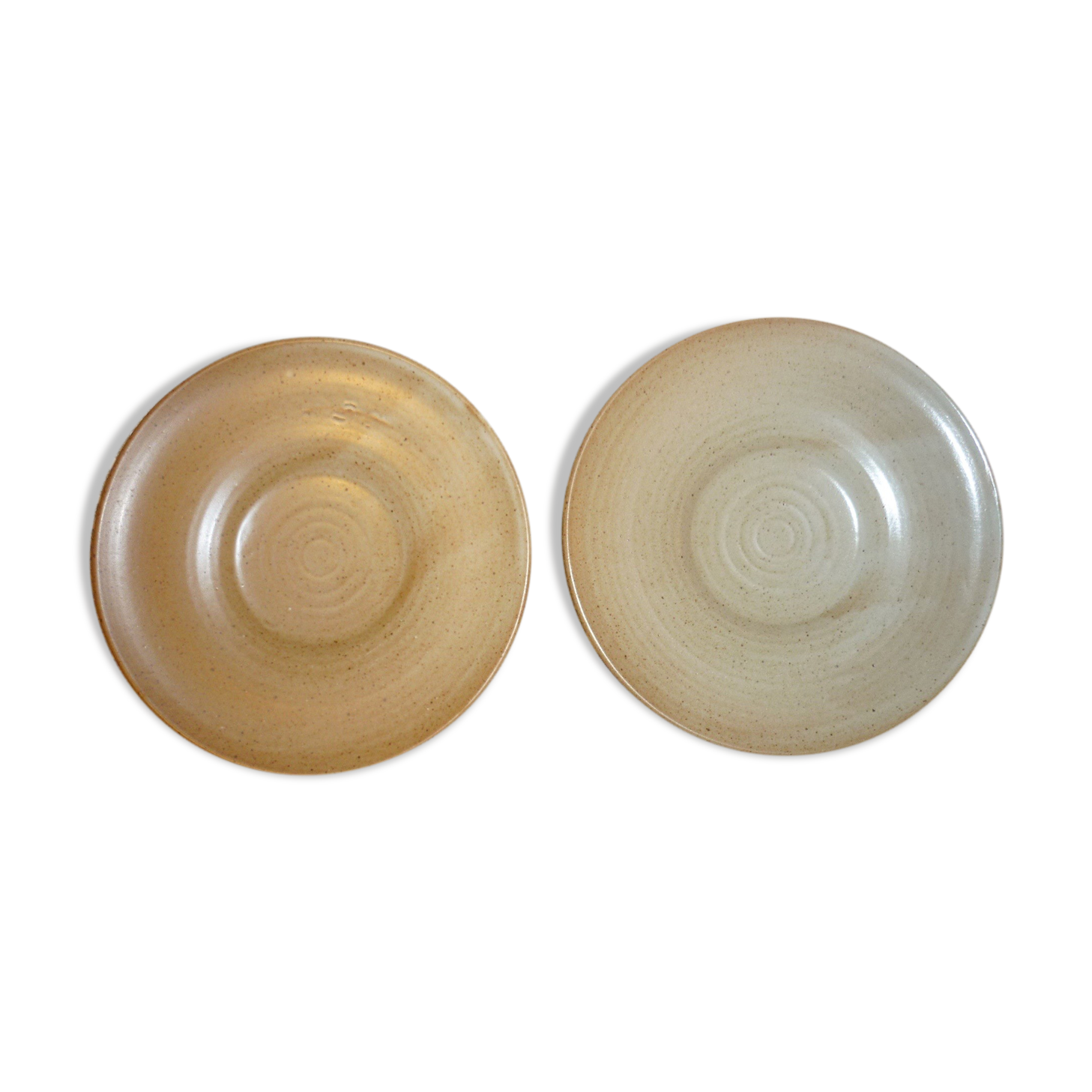 Pair of CNP Village France stoneware saucers