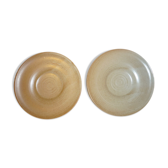 Pair of CNP Village France stoneware saucers