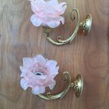 Art Deco wall lamps pink tulip