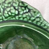 Soup tureen and green cabbage dish in barbotine