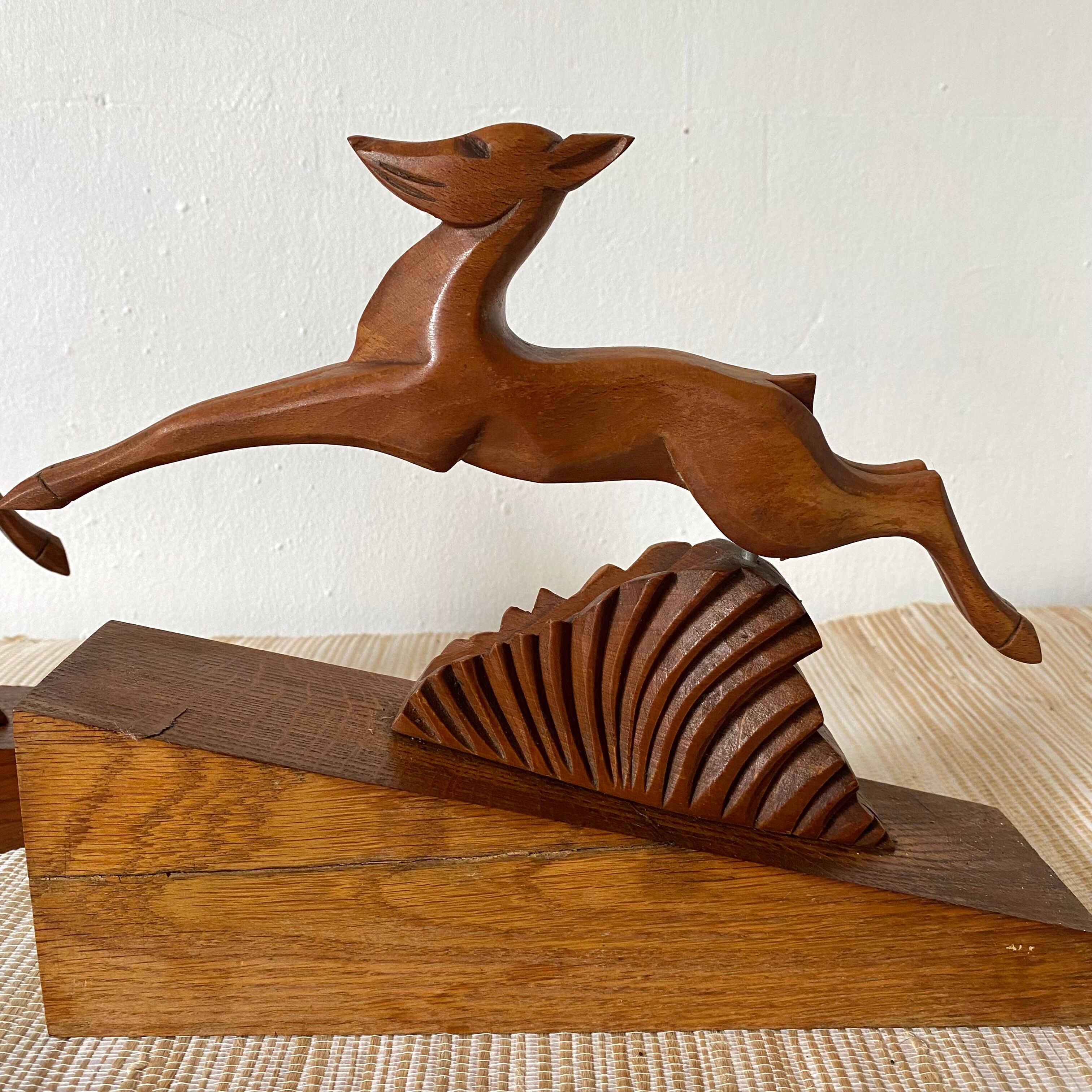 Pair of art deco doe bookends