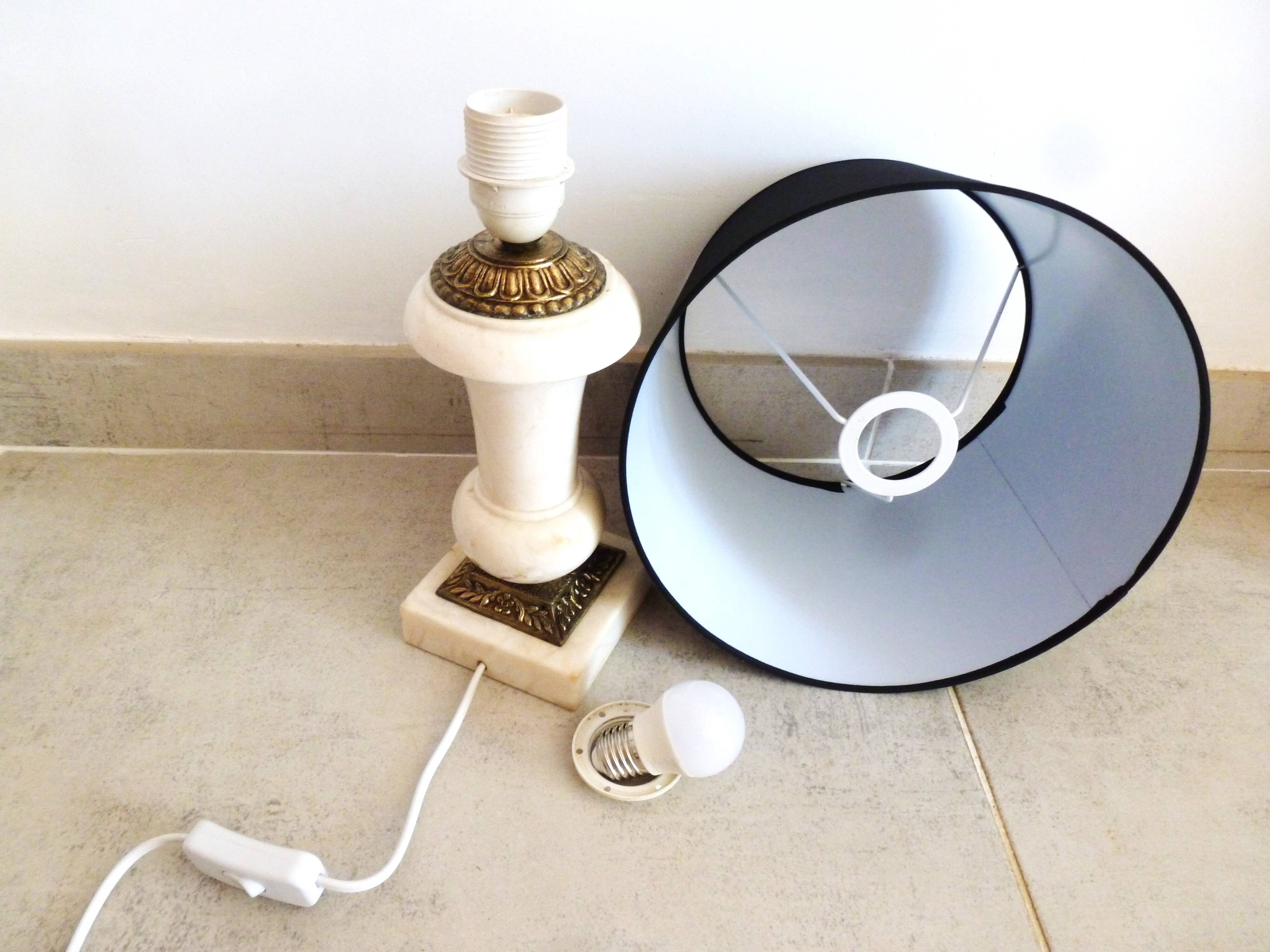 Alabaster and brass lamp, living room table lamp, decorative home lamp