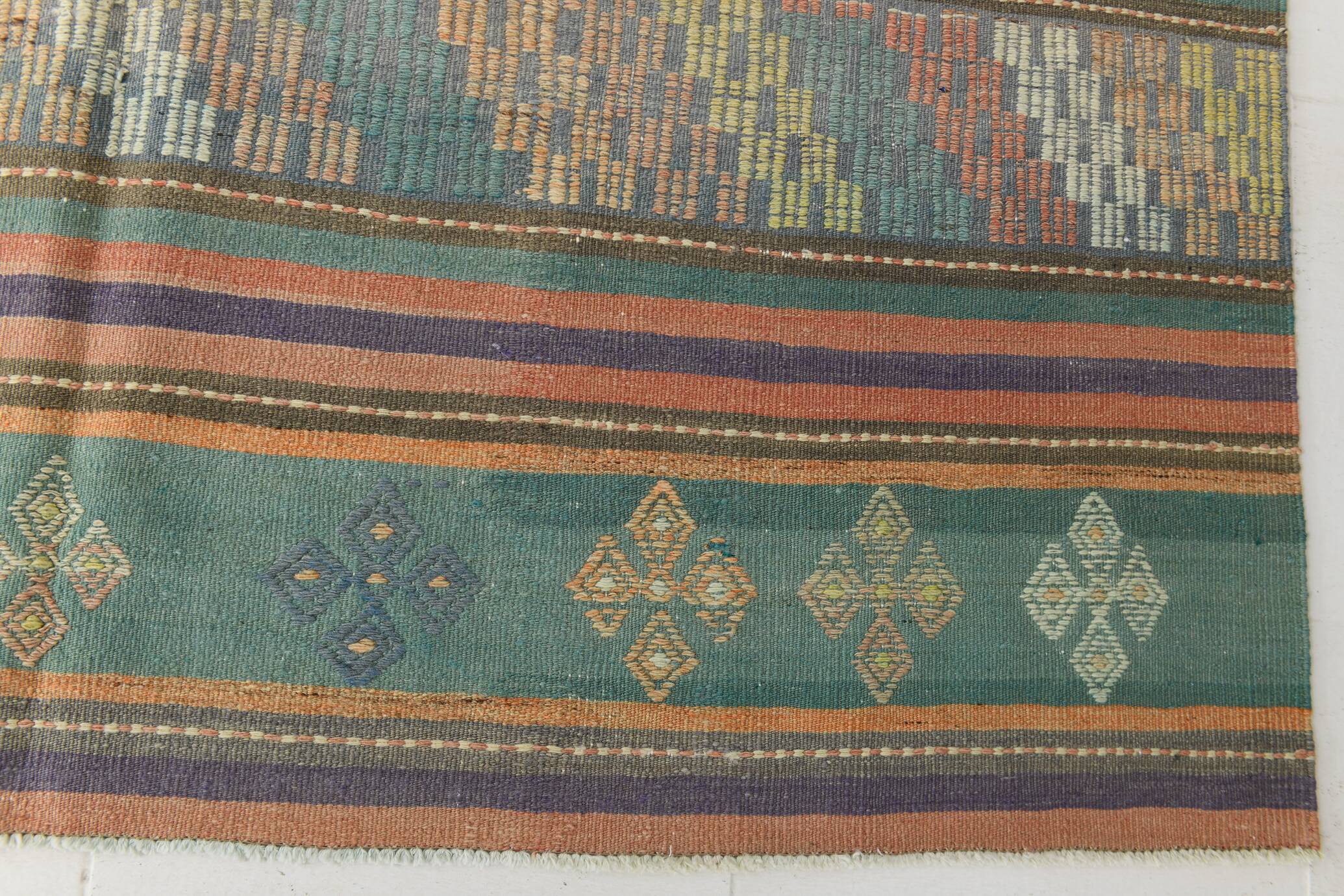 6x9 Kilim Mint Green Vintage Kilim Rug, Living Room Rug, 172x274 Cm