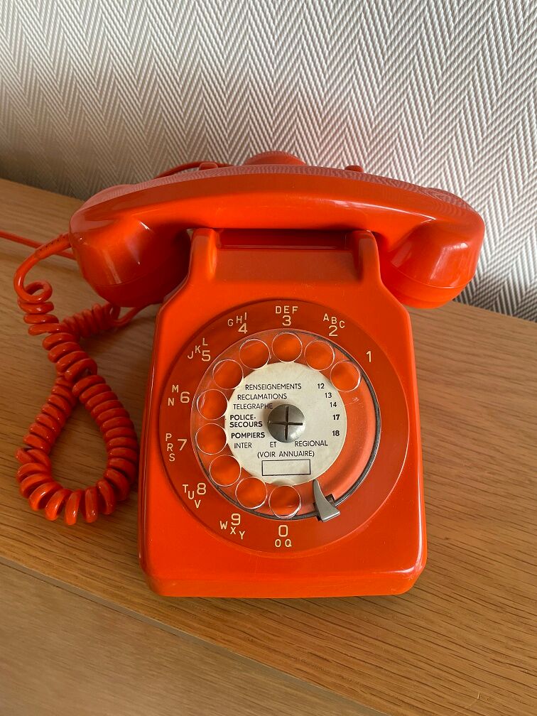 Vintage Socotel orange dial phone, 1971