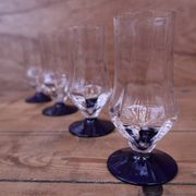4 vintage blue-footed flutes from France, 1940.
