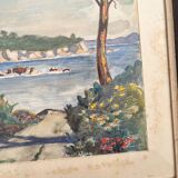 Old watercolor seaside landscape signed A. Brun